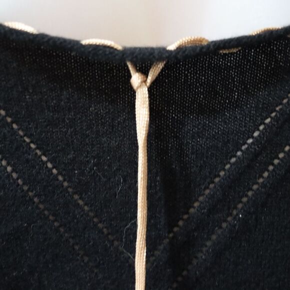 Max Studio Black Tan Cashmere Camisole Tie Front Going Out Top Medium - Picture 4 of 13